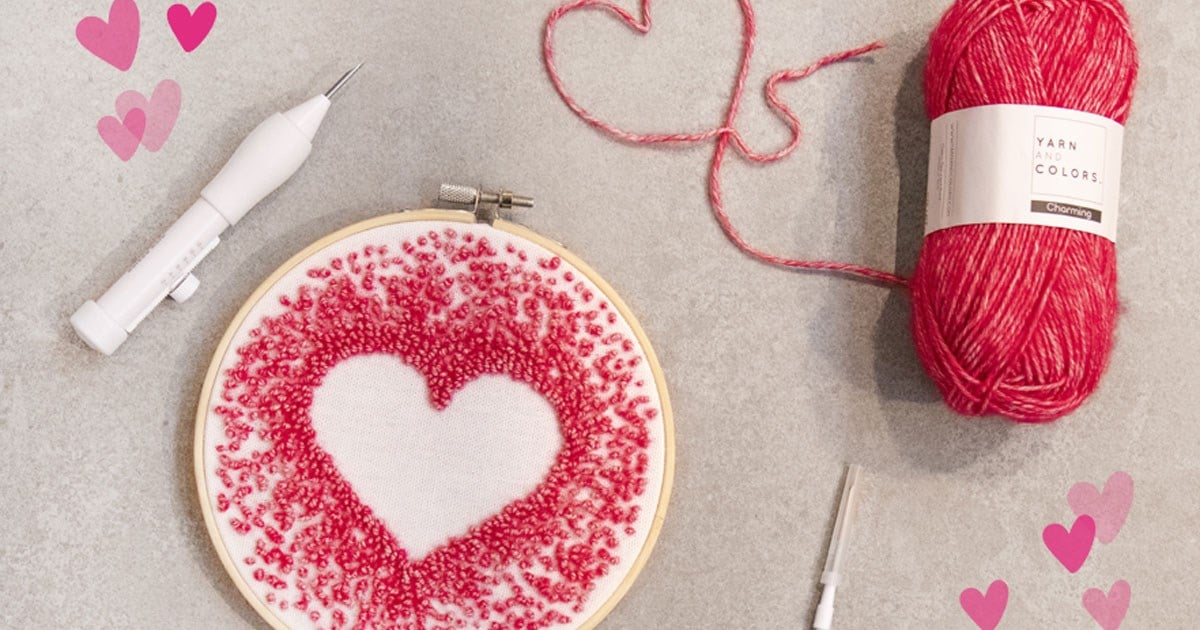 Punch needle heart for Mother’s Day Free pattern